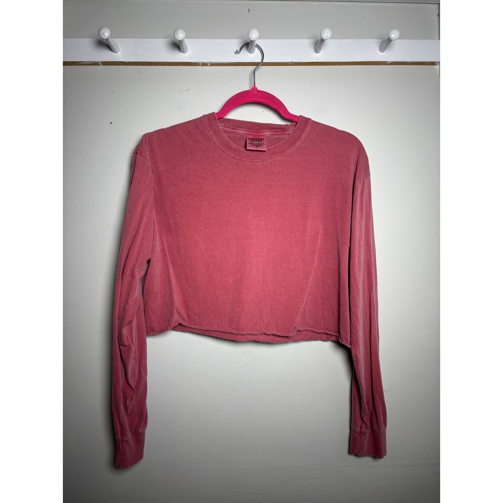 Comfort Colors Cropped Long Sleeve Top Medium Red Garment Dyed Cotton Fall
